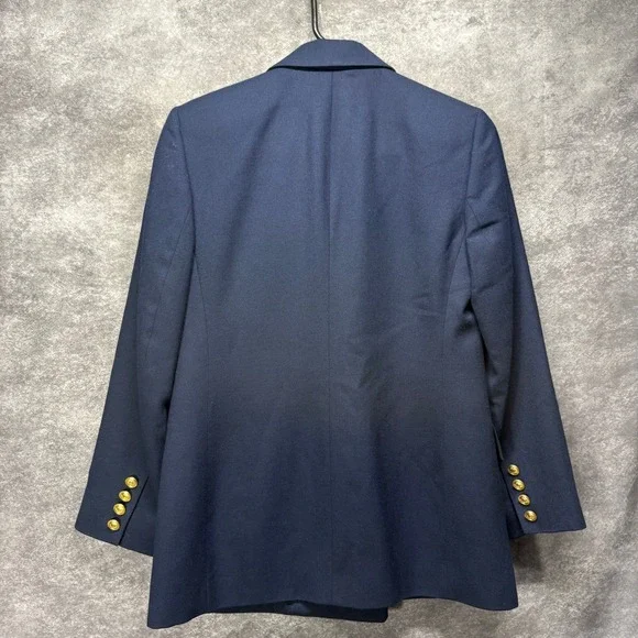 Talbot Double Breasted Blazer Womens 2P Wool Navy Gold Crest Buttons Academia - Picture 4 of 16